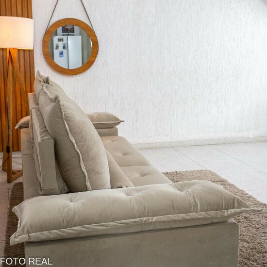 Sof� Retr�til Reclin�vel Sui�a 2.30m Veludo Bege 209/03