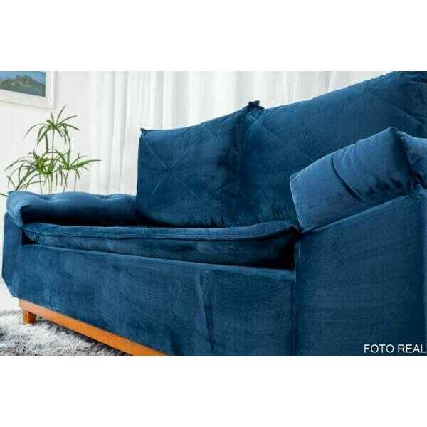 Sof 3 lugares Blgica 2.00m Veludo Azul Escuro
