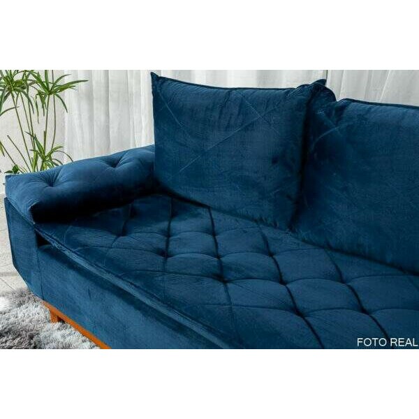 Sof 3 lugares Blgica 2.00m Veludo Azul Escuro
