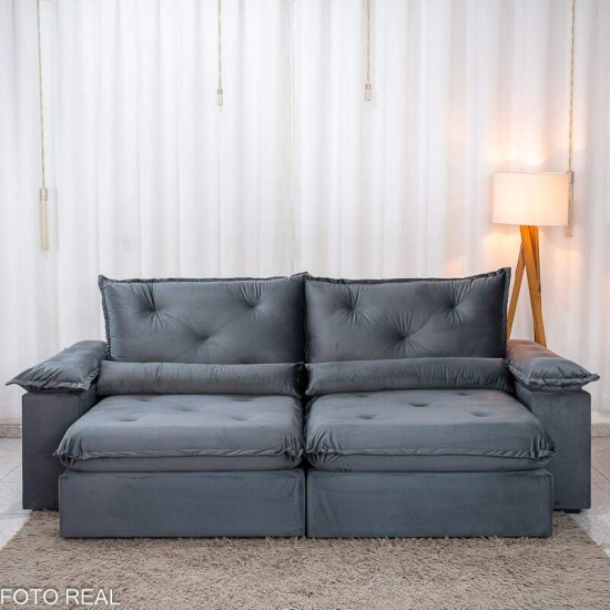 Sof� Retr�til Reclin�vel Sui�a 2.50m Veludo Grafite 213/05