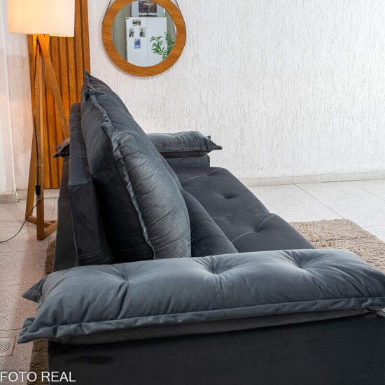 Sof� Retr�til Reclin�vel Sui�a 2.50m Veludo Grafite 213/05