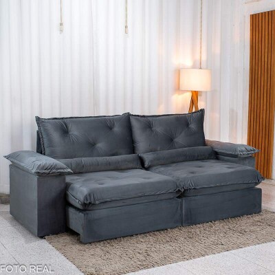 Sof� Retr�til Reclin�vel Sui�a 2.30m Veludo Grafite 213/05