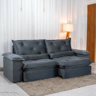 Sof� Retr�til Reclin�vel Sui�a 2.30m Veludo Grafite 213/05
