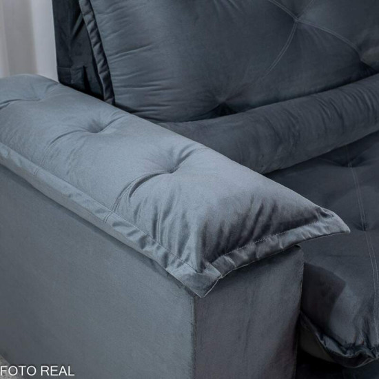 Sof� Retr�til Reclin�vel Sui�a 2,30m Veludo Grafite 213/05 - Sem Caixa