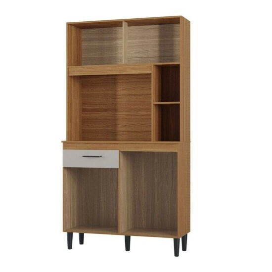 Kit Duda 4 Portas 1 Gaveta Larg. 90cm Cinamomo/Off - Poquema