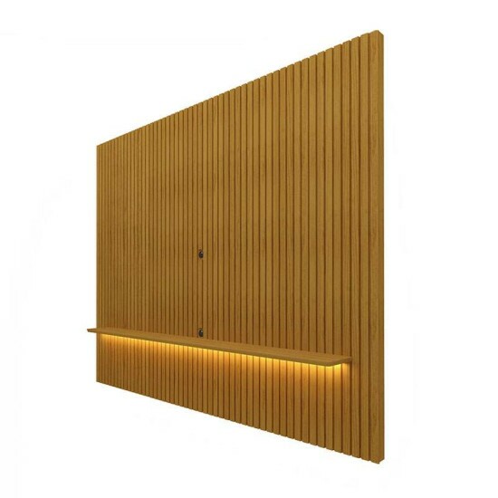 Painel Nobre Larg. 2.30m Naturale Ripado 100% MDF C/ Led para TV at 85\\\" - Gelius