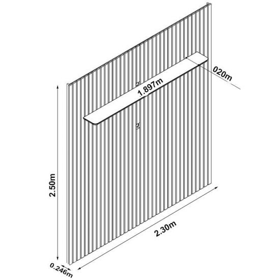 Painel Nobre Larg. 2.30m Naturale Ripado 100% MDF C/ Led para TV at 85\\\" - Gelius