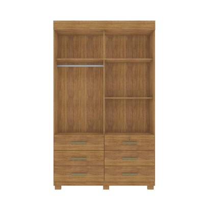 Guarda-roupa Solteiro 1,21m B�zios Cedro/Areia 2 Portas 6 Gavetas com Espelho - Rud Rack
