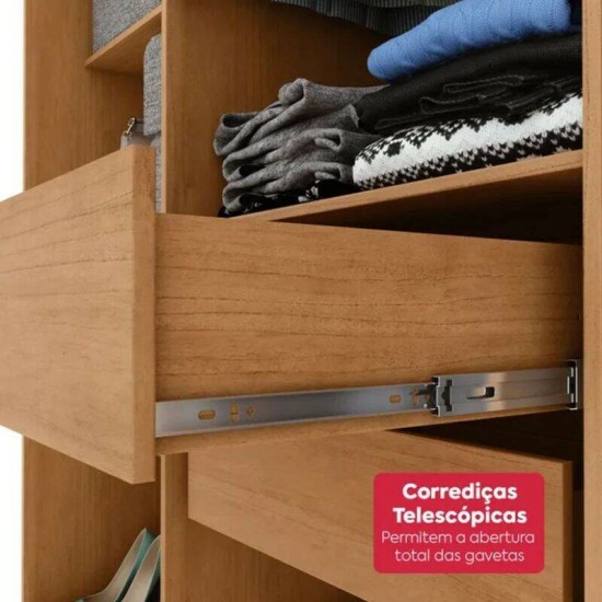 Guarda-roupa Casal 2.36m Andara Am�ndoa Clean/Off 8 Portas 4 Gavetas com Espelho - Lopas