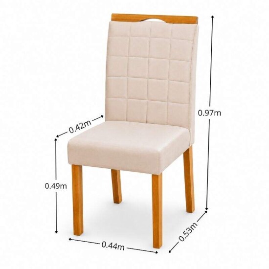 Caixa 2 Cadeiras Roma Jolie Veludo Bege 100 Estrutura Madeira - WM Decor - Entregue Montada