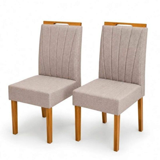 Mesa de Jantar Madrid 120x80 Vidro Off Base MDF Minas Plac + 4 Cadeiras Gabi Linho Marrom Bom Lar - Entregue Montada