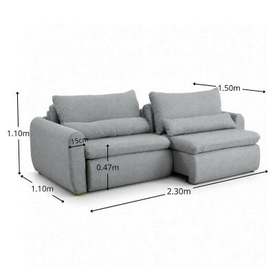 Sof� Retr�til Reclin�vel Meriva 2.30m Linho Cinza Claro - Sem Caixa