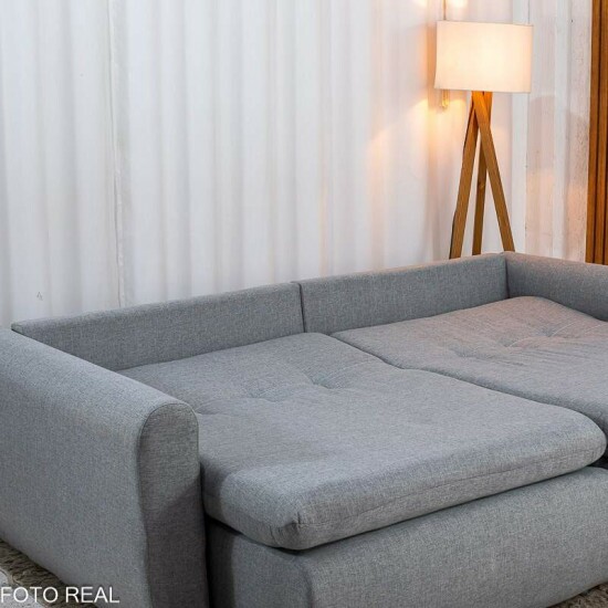Sof� Retr�til Reclin�vel Meriva 2.30m Linho Cinza Claro - Sem Caixa