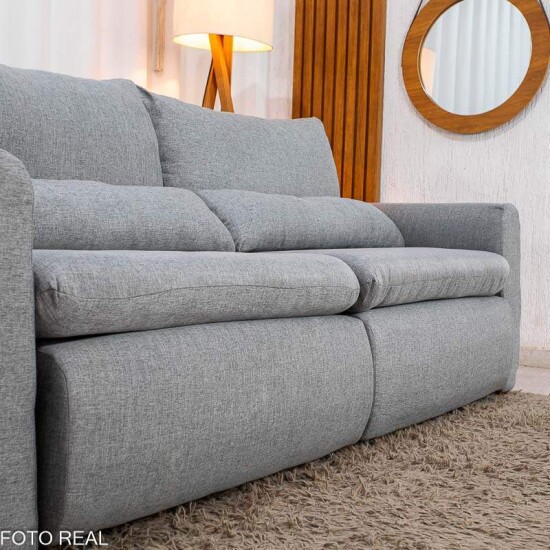 Sof� Retr�til Reclin�vel Meriva 2.30m Linho Cinza Claro - Sem Caixa