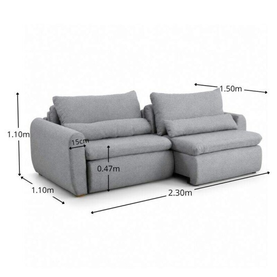 Sof� Retr�til Reclin�vel Meriva 2.30m Linho Cinza Claro - Sem Caixa