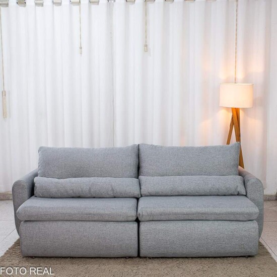 Sof� Retr�til Reclin�vel Meriva 2.30m Linho Cinza Claro - Sem Caixa