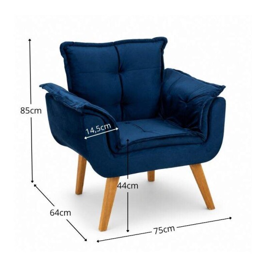 Poltrona Marlete Veludo Azul