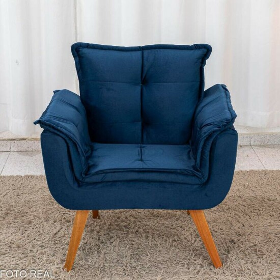 Poltrona Marlete Veludo Azul