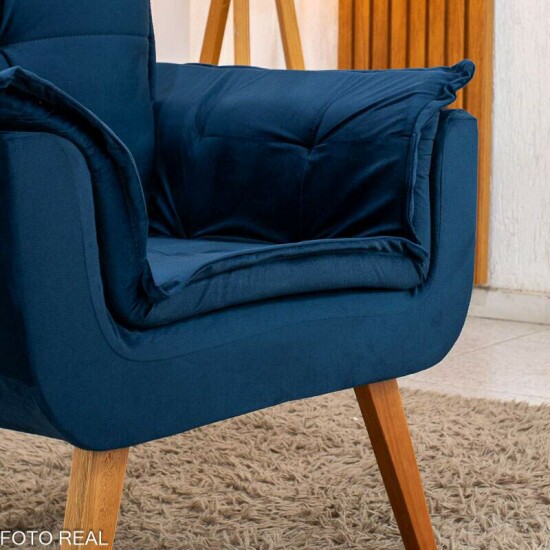 Poltrona Marlete Veludo Azul