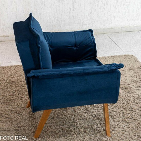 Poltrona Marlete Veludo Azul
