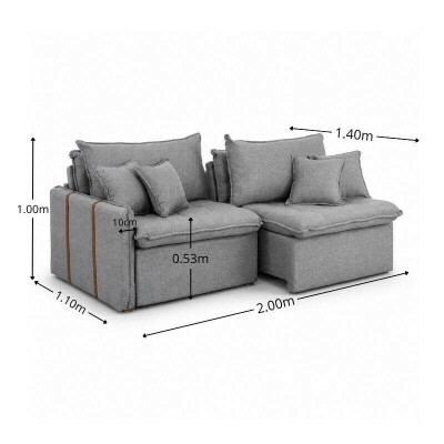 Sof� Retr�til Reclin�vel Detroit 2.00m Linho Cinza Claro - Sem Caixa