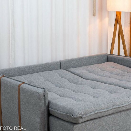 Sof� Retr�til Reclin�vel Detroit 2,00m Linho Cinza Claro - Sem Caixa