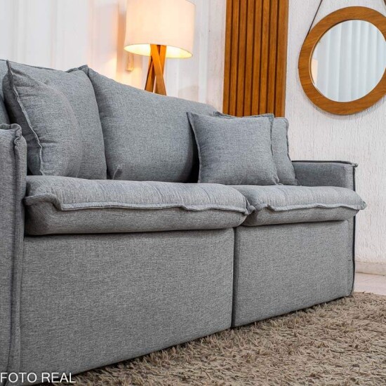 Sof� Retr�til Reclin�vel Detroit 2,00m Linho Cinza Claro - Sem Caixa