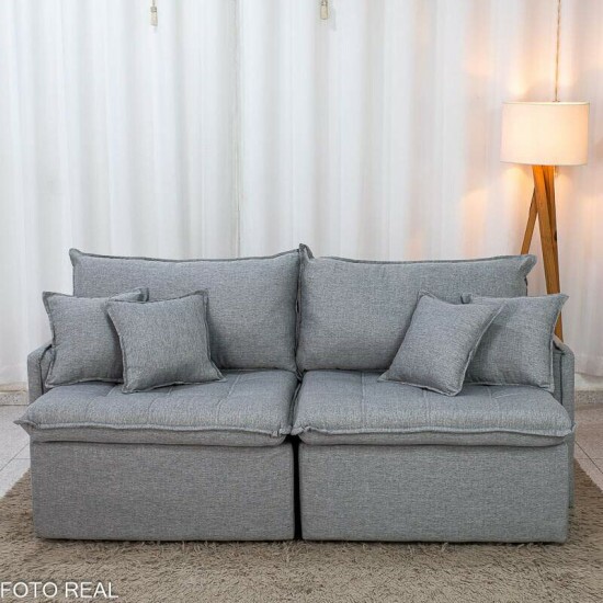 Sof� Retr�til Reclin�vel Detroit 2,00m Linho Cinza Claro - Sem Caixa