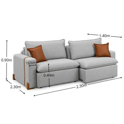 Sof� Retr�til Luma 2.30m Linho Cinza Gelo - Sem Caixa