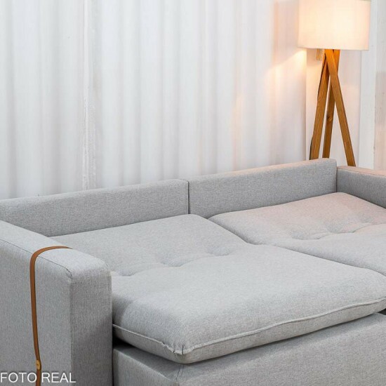 Sof� Retr�til Luma 2.30m Linho Cinza Gelo - Sem Caixa