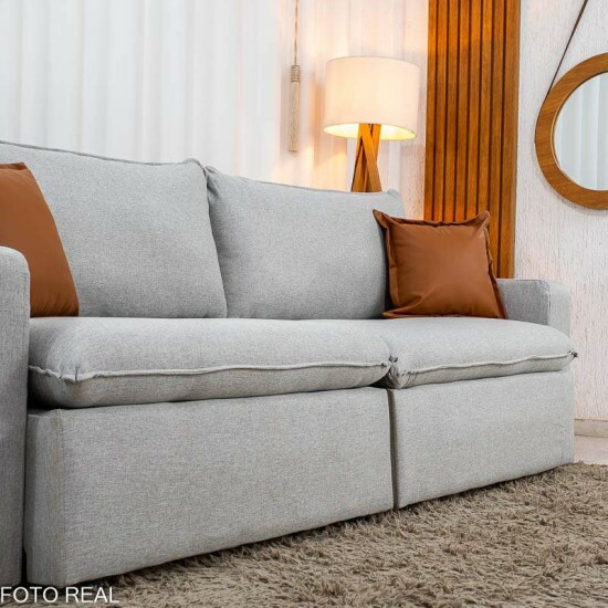 Sof� Retr�til Luma 2.30m Linho Cinza Gelo - Sem Caixa