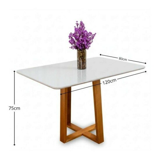 Mesa de Jantar Pedro 120x80 Vidro Off Base Madeira + 4 Cadeiras Lisboa Veludo Marrom 509 Art Assento - Entregue Montada