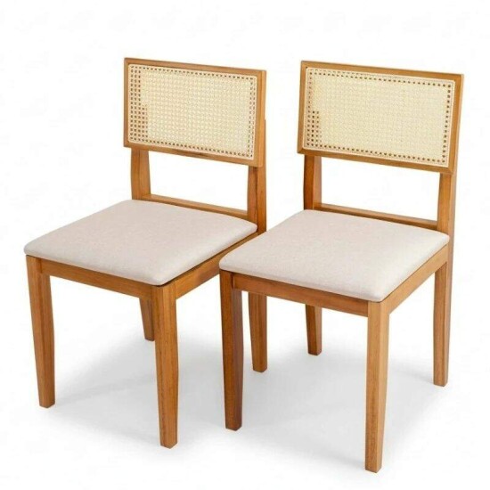 Mesa de Jantar Salina 120x80 Tampo Londres Cinamomo Cel M�veis + 4 Cadeiras Santorini Linho Bege Minas Plac
