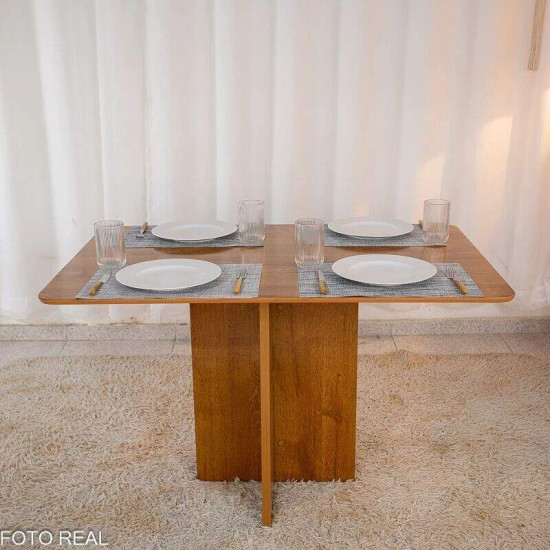 Mesa de Jantar Salina 120x80 Tampo Londres Cinamomo Cel M�veis + 4 Cadeiras Londres Veludo Chumbo Minas Plac - Entregue Montada