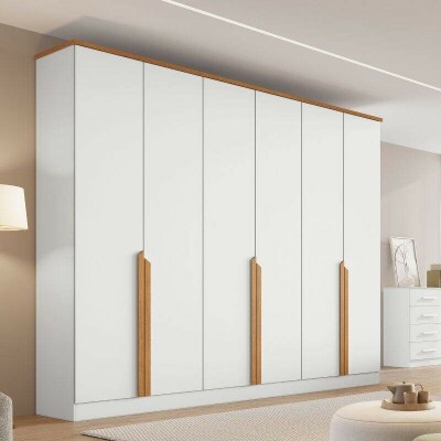 Guarda-roupa Casal 2,30m Bianca Branco/Nature 6 Portas 6 Gavetas 100% MDF - Bianchi