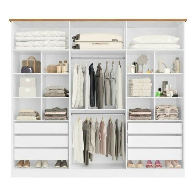 Guarda-roupa Casal 2,30m Bianca Branco/Nature 6 Portas 6 Gavetas 100% MDF - Bianchi