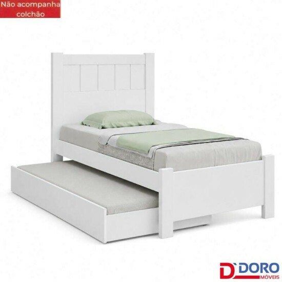 Cama Solteiro Prim�cia Branco D Doro + Cama Auxiliar Solteiro Barcelona Branco Tebarrot