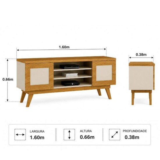 Rack 1,60m Detroit Cinamomo/Off para TV at� 65\\\" Valdem�veis