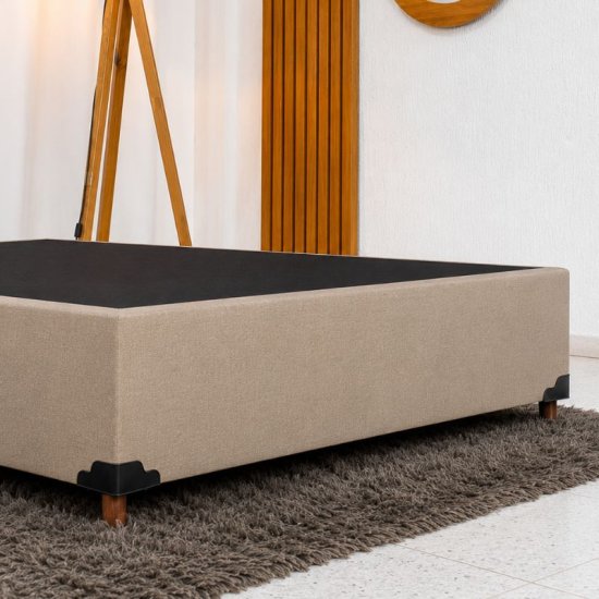 Base Box Casal Linh�o Bege Blindado 138x188x35 cm - Elitebox