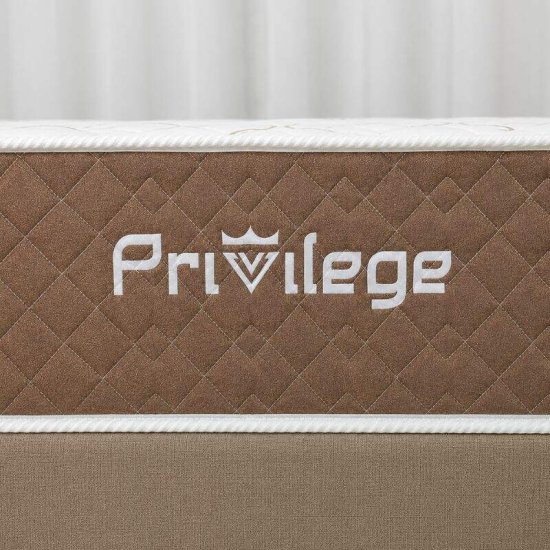 Colch�o Casal Molas Ensacadas Privilege Paropas + Base Box Casal Linh�o Bege Blindado Elitebox - 138x188x58