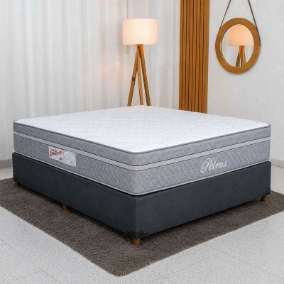 Colch�o Casal Molas Ensacadas Petrus Clean Paropas + Base Box Casal Linh�o Grafite Blindado Elitebox - 138x188x65