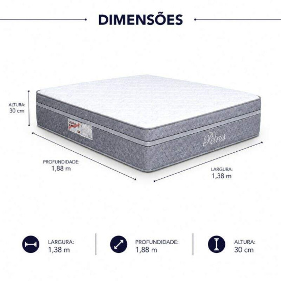 Colch�o Casal Molas Ensacadas Petrus Clean Paropas + Base Box Casal Linh�o Grafite Blindado Elitebox - 138x188x65