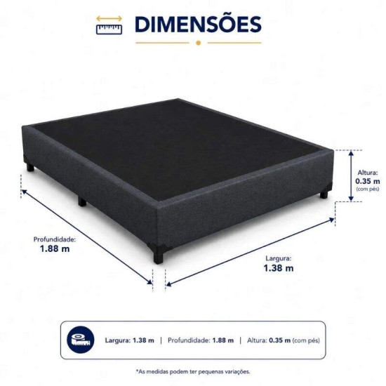 Colch�o Casal Molas Ensacadas Petrus Clean Paropas + Base Box Casal Linh�o Grafite Blindado Elitebox - 138x188x65
