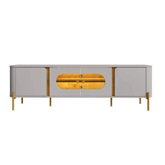 Painel 1,80m Ripado Plus Modular Nature JB Bechara + Prateleira 1.80m Luci com LED Nature JB Bechara + Rack Bancada 1,80m Juquehy Off/Nature com LED para TV at� 75\\\" - Bechara