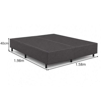 Base Box Queen Bipartido Linho Grafite 158x198x40 cm - Gazin