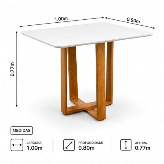 Mesa T�quio 100x80 Vidro Off Base Madeira + 4 Cadeiras Londres Veludo Avel� Estrutura Madeira Minas Plac - Entregue Montada