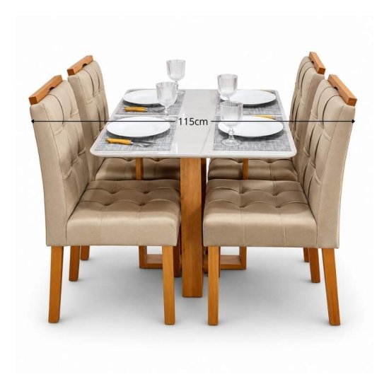 Mesa T�quio 100x80 Vidro Off Base Madeira + 4 Cadeiras Londres Veludo Avel� Estrutura Madeira Minas Plac - Entregue Montada