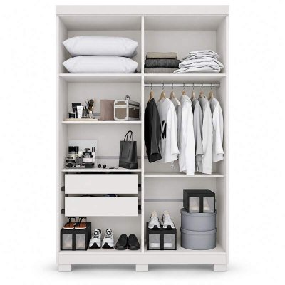 Guarda-roupa Solteiro 1,21m Recife Branco 4 Portas 2 Gavetas com P�s - Sall�to