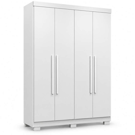Guarda-roupa Solteiro 1,21m Recife Branco 4 Portas 2 Gavetas com P�s - Sall�to