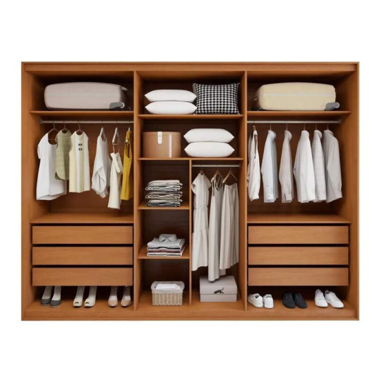 Guarda-roupa Casal 2,71m Suavit� Am�ndoa Clean 6 Portas 6 gavetas - Lopas